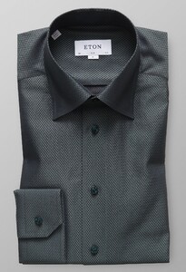 Eton Herringbone Signature Twill Shirt Dark Green