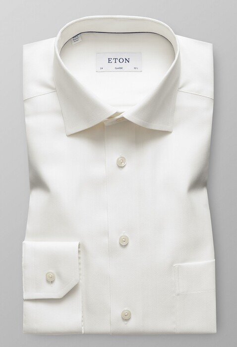 Eton Herringbone Twill Overhemd Gebroken Wit