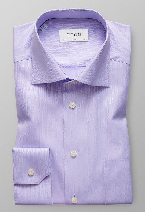 Eton Herringbone Twill Shirt Paars Melange