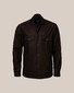 Eton Herringbone Wool Cashmere Flannel Overshirt Dark Brown Melange