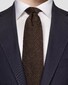 Eton Herringbone Wool Cotton Silk Tie Dark Brown Melange