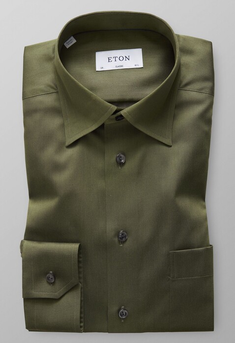 Eton Hidden Button Down Shirt Dark Green