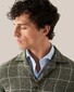 Eton Hopsack Weave Check Wool Silk Linen Overshirt Dark Green