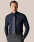 Eton Houndstooth Brushed Merino Wool Mother of Pearl Buttons Shirt Navy