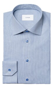 Eton Houndstooth Signature Twill Shirt Dark Evening Blue