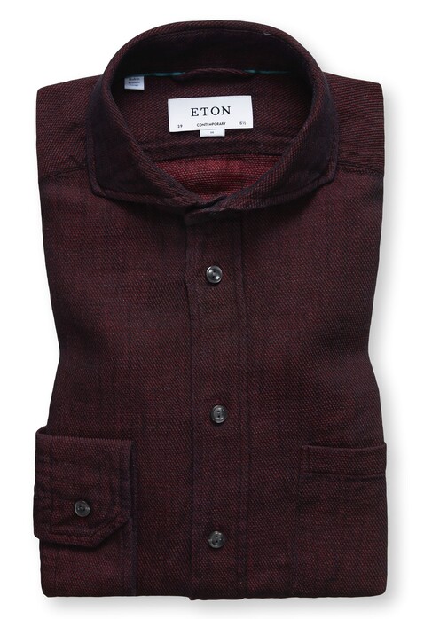 Eton Indigo Cotton Linnen Overhemd Roodroze