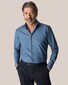 Eton Indigo Dyed Italian Woven Lightweight Denim Overhemd Midden Blauw