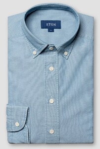 Eton Indigo-Dyed Oxford Denim Button-Down Overhemd Blauw