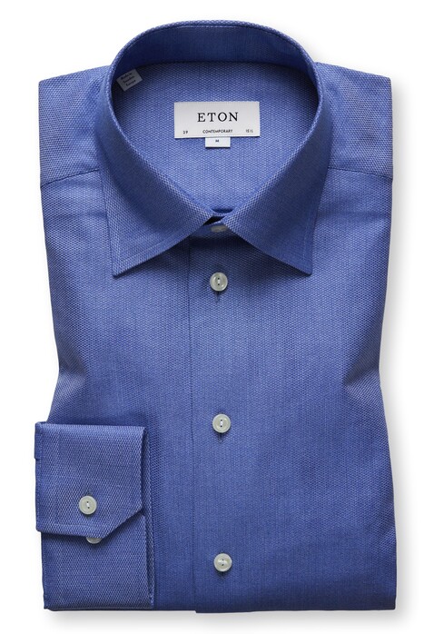 Eton Indigo Effect Shirt Overhemd Pastel Blauw