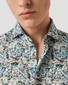 Eton Inspired Floral Mosaic Pattern Linnen Overhemd Blauw-Multi