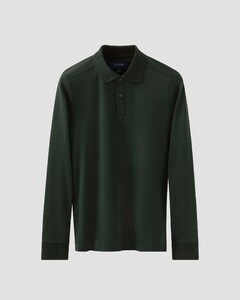 Eton Interlock Long Sleeve Organic Supima Cotton Jersey Poloshirt Dark Green