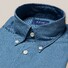 Eton Italian Woven Lightweight Denim Button Down Overhemd Midden Blauw