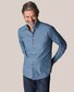 Eton Italian Woven Lightweight Denim Button Down Shirt Mid Blue