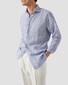 Eton Italian Woven Wide Striped Organic Lightweight Linen Shirt Blue