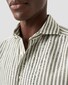 Eton Italian Woven Wide Striped Organic Lightweight Linen Shirt Green