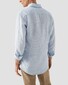 Eton Italian Woven Wide Striped Organic Lightweight Linen Shirt Light Blue