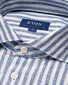 Eton Italian Woven Wide Striped Organic Lightweight Linnen Overhemd Blauw