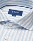 Eton Italian Woven Wide Striped Organic Lightweight Linnen Overhemd Licht Blauw