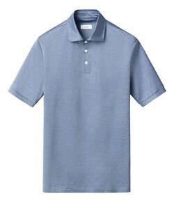 Eton Jacquard Filo di Scozia Polo Shirt Licht Blauw