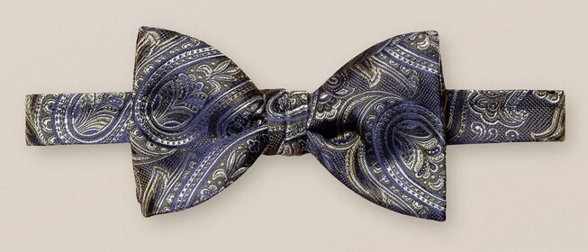 Eton Jacquard Paisley Silk Self Tied Bow Tie Dark Green-Blue