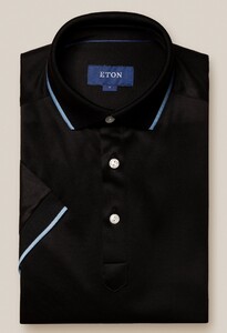 Eton Jersey Polo Shirt Filo Di Scozia Zwart