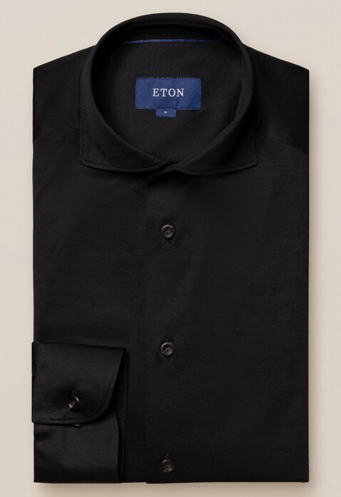Eton Jersey Uni Overhemd Zwart