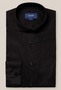 Eton Jersey Wide Spread Shirt Overhemd Zwart
