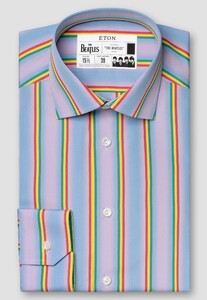 Eton John's Shirt Signature Poplin Fantasy Multicolor Stripe Overhemd Paars-Multi