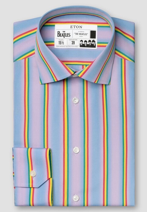 Eton John's Shirt Signature Poplin Fantasy Multicolor Stripe Purple-Multi