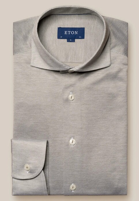Eton King Knit Filo di Scozia Cotton Overhemd Groen