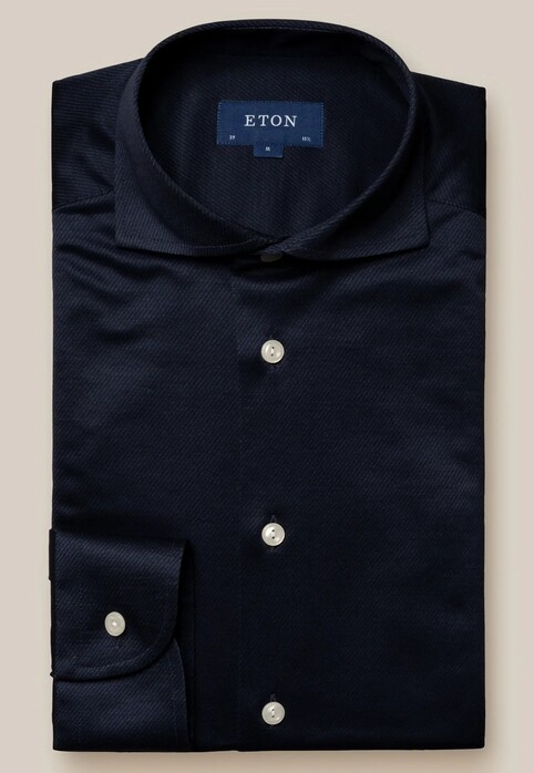 Eton King Knit Filo di Scozia Shirt Night Blue