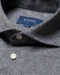 Eton King Knit Filo di Scozia Yarn Fine Stripe Shirt Navy