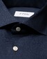 Eton King Knit Foli di Scozia Cotton Horn Effect Buttons Shirt Dark Evening Blue