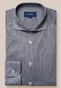 Eton King Knit Striped Herringbone Fine Filo di Scozia Cotton Shirt Navy
