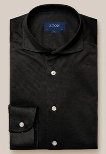 Eton King Knit Wide Spread Collar Shirt Black