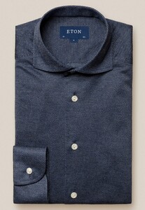Eton King Knit Wide Spread Collar Shirt Dark Navy
