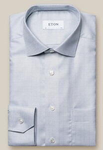 Eton King Twill 3D Check Pattern Mother of Pearl Buttons Shirt Light Grey