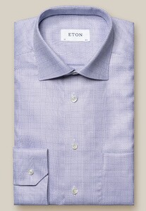 Eton King Twill 3D Check Pattern Mother of Pearl Buttons Shirt Light Purple