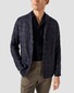Eton Knit Jacquard Fine Zig Zag Filo di Scozia Cotton Overhemd Blauw