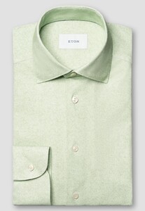 Eton Knitted Cotton Blend Four-Way Stretch Overhemd Licht Groen