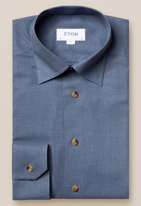 Eton Lichtweight Flannel Contrast Shirt Navy