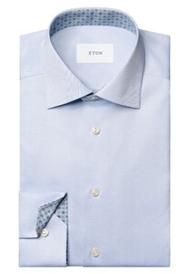 Eton Light blue Medallion Effect Signature Twill Shirt Overhemd Licht Blauw