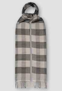 Eton Lightly Brushed Ultra Soft Super Fine Merino Check Scarf Mid Grey