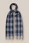 Eton Lightly Brushed Ultra Soft Super Fine Merino Check Sjaal Midden Blauw