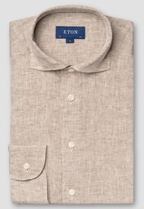 Eton Lightweight Albini Linen Garment Wshed Shirt Beige