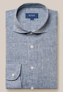 Eton Lightweight Albini Linen Garment Wshed Shirt Blue