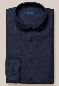 Eton Lightweight Albini Linen Garment Wshed Shirt Dark Navy