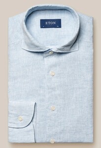 Eton Lightweight Albini Linen Garment Wshed Shirt Light Blue