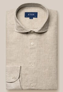 Eton Lightweight Albini Linen Garment Wshed Shirt Light Brown