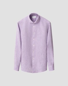 Eton Lightweight Albini Linnen Garment Washed Overhemd Paars Melange